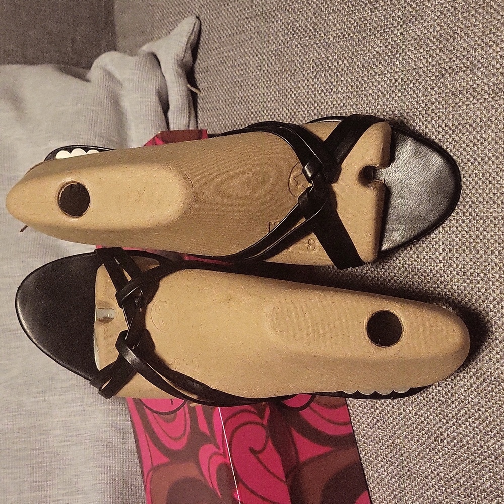 Black Slide On Sandals Size 8